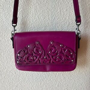 Patricia Nash Fuchsia Embossed Leather Crossbody